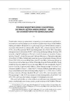 Polskie międzywojenne czasopisma do nauki języka angielskiego - wstęp do charakterystyki genologicznej = Polish interwar periodicals for learning English - introduction to genological characteristics