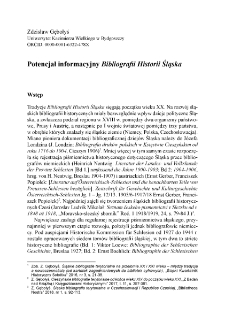 Potencjał informacyjny Bibliografii Historii Śląska = Informational potential of the Bibliography of the Historyof Silesia
