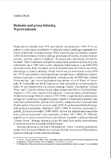 Badania nad prasą lubuską. Wprowadzenie