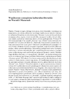 Wsp&oacute;łczesne czasopisma kulturalno-literackie na Warmii i Mazurach = Contemporary cultural and literary magazinesin Warmia and Mazury