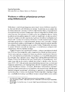 Wschowa w obliczu galopującego postępu usług bibliotecznych = Wschowa in the Face of Rapidly Advancing Library Services