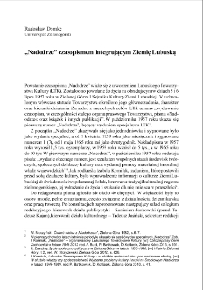 "Nadodrze" czasopismem integrującym Ziemię Lubuską = "Nadodrze" as a magazine contributing to social integration in the Lubusz Region