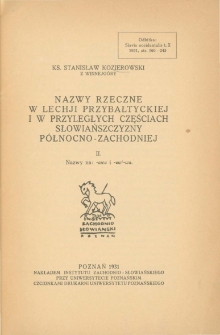 Nazwy rzeczne w Lechji przybałtyckiej i w przyległych częściach Słowiańszczyzny p&oacute;łnocno-zachodniej - II