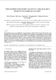 Data-enabled iterative learning control: A zero-sum game design for time-scale-varying tasks