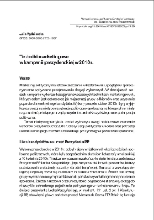 Techniki marketingowe w kampanii prezydenckiej w 2010 r.