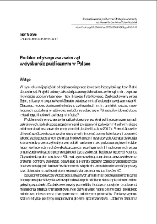 Problematyka praw zwierząt w dyskursie publicznym w Polsce