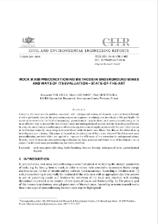 Rock Mass Preconditioning Methods in Underground Mines and Ways of its Evaluation - state-of-the-art