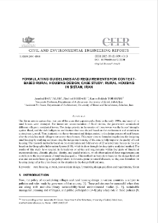 Formulating Guidelines and Requirements for Context-Based Rural Housing Design Case Study: Rural Housing in Sistan, Iran