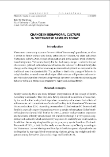 Change in behavioral culture in vietnamese families today = Zmiany w kulturze zachowań we wsp&oacute;łczesnych rodzinach wietnamskich