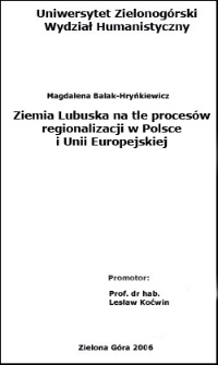Ziemia Lubuska na tle procesów regionalizacji w Polsce i Unii Europejskiej