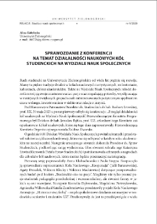 Sprawozdanie z konferencji na temat działalności naukowych k&oacute;ł studenckich na Wydziale Nauk Społecznych