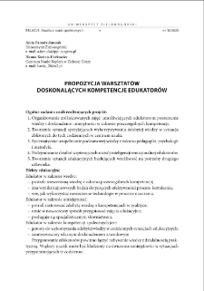 Propozycja warsztat&oacute;w doskonalących kompetencje edukator&oacute;w = A proposal for workshops improving educators` competences