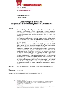 Quality and price relationship - navigating the bidirectional dynamics in turbulent times