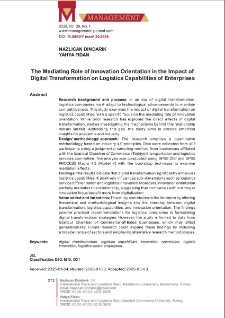 The Mediating Role of Innovation Orientation in the Impact of Digital Transformation on Logistics Capabilities of Enterprises