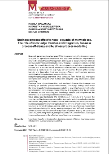 Business process effectiveness - a puzzle of many pieces. The role of knowledge transfer and integration, business process efficiency and business process modelling