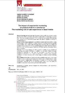 The impact of experiential marketing on product trust in e-commerce: The mediating role of user experience in Saudi Arabia