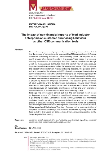 The impact of non-financial reports of food industry enterprises on customer purchasing behavior vs. other CSR communication tools