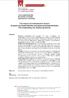 The impact of environmental factors on green purchase intention and green purchase behavior: The moderating role of price sensitivity