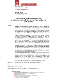 o-Workers` vs. e-Workers` Perceptions of Job Performance: Evidence from Austrian Service Professionals