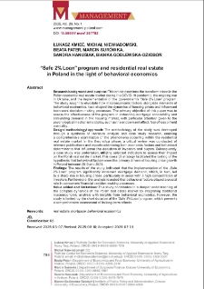 "Safe 2% Loan" program and residential real estate in Poland in the light of behavioral economics