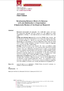 Relationship Between Work life Balance with Job Satisfaction in Organization: A Systematic Review of the Empirical Research