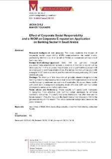 Effect of Corporate Social Responsibility and e-wom on Corporate E-reputation: Application on Banking Sector in in Saudi Arabia