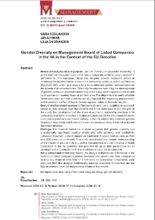 Gender Diversity on Management Board of Listed Companies in the V4 in the Context of the EU Directive