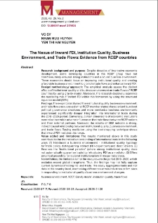 The Nexus of Inward FDI, Institution Quality, Business Environment, and Trade Flows: Evidence from RCEP countries