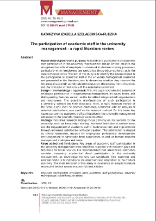 The participation of academic staff in the university management - a rapid literature review