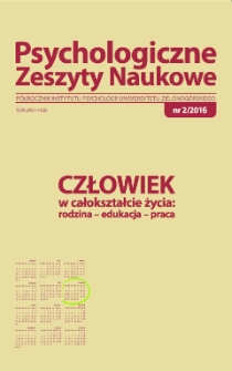 Psychologiczne Zeszyty Naukowe: p&oacute;łrocznik Instytutu Psychologii Uniwersytetu Zielonog&oacute;rskiego, nr 2/2016 - spis treści