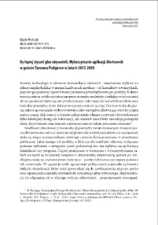 By lepiej słyszeć głos obywateli. Wykorzystanie aplikacji Alertownik w gminie Tarnowo Podg&oacute;rne w latach 2015-2020 = So that one could hear better the citizens. The use of the Alertownik application in the commune of Tarnowo Podg&oacute;rne (2015-2020)