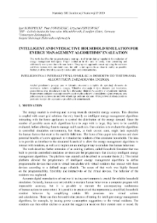 Intelligent and interactive household simulation for energy management algorithms` evaluation = Inteligentna i interaktywna symulacja domostw do testowania algorytm&oacute;w zarządzania energią