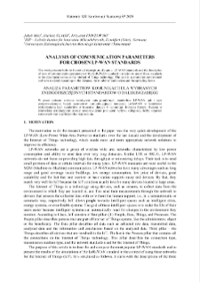 Analysis of communication parameters for chosen LP-WAN standards = Analiza parametr&oacute;w komunikacji dla wybranych energooszcz?dnych standard&oacute;w o dalekim zasi?gu