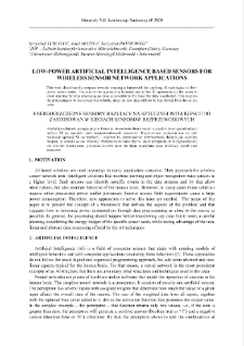 Low-power artificial intelligence based sensors for wireless sensor network applications = Energooszczędne sensory bazujące na sztucznej inteligencji do zastosowań w sieciach sensor&oacute;w bezprzewodowych
