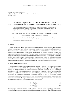 Czujnik napięcia do zastosowania w zdalnych systemach pomiaru parametr&oacute;w energii elektrycznej = Voltage sensor for application in remote electric energy parameters measurement systems