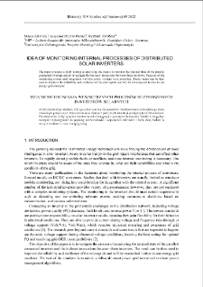 Idea of monitoring internal processes of distributed solar inverters = Idea monitorowania wewnętrznych proces&oacute;w rozproszonych inwerter&oacute;w solarnych