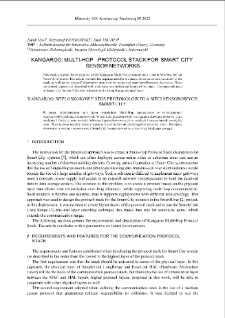 Kangaroo: Multi-Hop protocol stack for Smart City sensor networks = Kangaroo: wieloskokowy stos protokoł&oacute;w dla sieci sensorowych Smart City