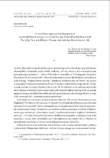Transformacje tożsamości żydowskich emigrant&oacute;w na podstawie wywiad&oacute;w Teresy Torańskiej z tomu "Jesteśmy. Rozstania`68" = "Jesteśmy. Rozstania`68" ["We are. The farewells of `68"] by Teresa Torańska. Transformations of Jewish emigrants` identities