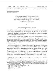 Uwarunkowania komunikacyjne a pododmiany recenzji muzycznej (na przykładzie recenzji tw&oacute;rczości grupy Depeche Mode) = Music review and its varieties with respect to the communication situation (on the basis of Depeche Mode music reviews)