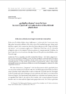 "Człowiek m&oacute;wiony". Społeczni "aktorzy" jako produkty praktyk dyskursywnych = "Spoken people". Social "players" as products of discourse practices
