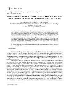 Reflection-refraction coefficients and energy ratios in couple stress micropolar thermoviscous elastic solid