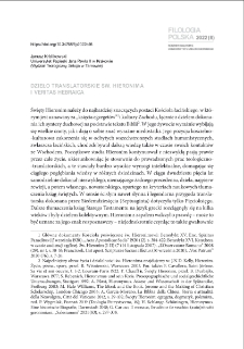 Dzieło translatorskie św. Hieronima i "veritas hebraica" = The translation work of Saint Jerome and "Hebraica Veritas"