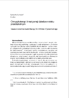 O muzykoterapii kreatywnej dziecka w wieku przedszkolnym = Issues on creative music therapy for children of preschool age