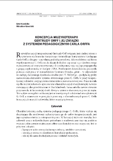 Koncepcja muzykoterapii Gertrudy Orff i jej związki z systemem pedagogicznym Carla Orffa