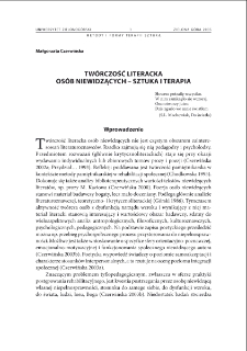Tw&oacute;rczość literacka os&oacute;b niewidzących - sztuka i terapia