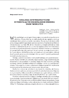 Działania arteterapeutyczne w powstającym Dolnośląskim Ośrodku Os&oacute;b Tw&oacute;rczych