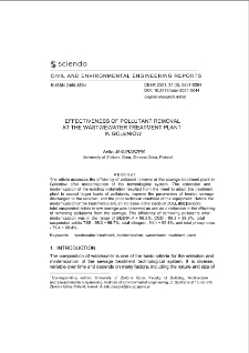 Effectiveness of Pollutant Removal At the Wastwewater Treatment Plant in Goleni&oacute;w
