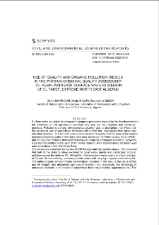 Use of Quality and Organic Pollution Indices in The Physico-Chemical Quality Assessment of K&eacute;bir Wadi East Surface Waters (Region of El Taref, Extreme North East Algeria)