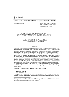 Analysis of the Applicability of Photogrammetry in Building Fa&ccedil;ade