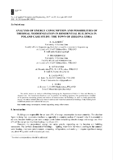 Analysis of energy consumption and possibilities of thermal-modernization in residential buildings in Poland case study: the town of Zielona G&oacute;ra